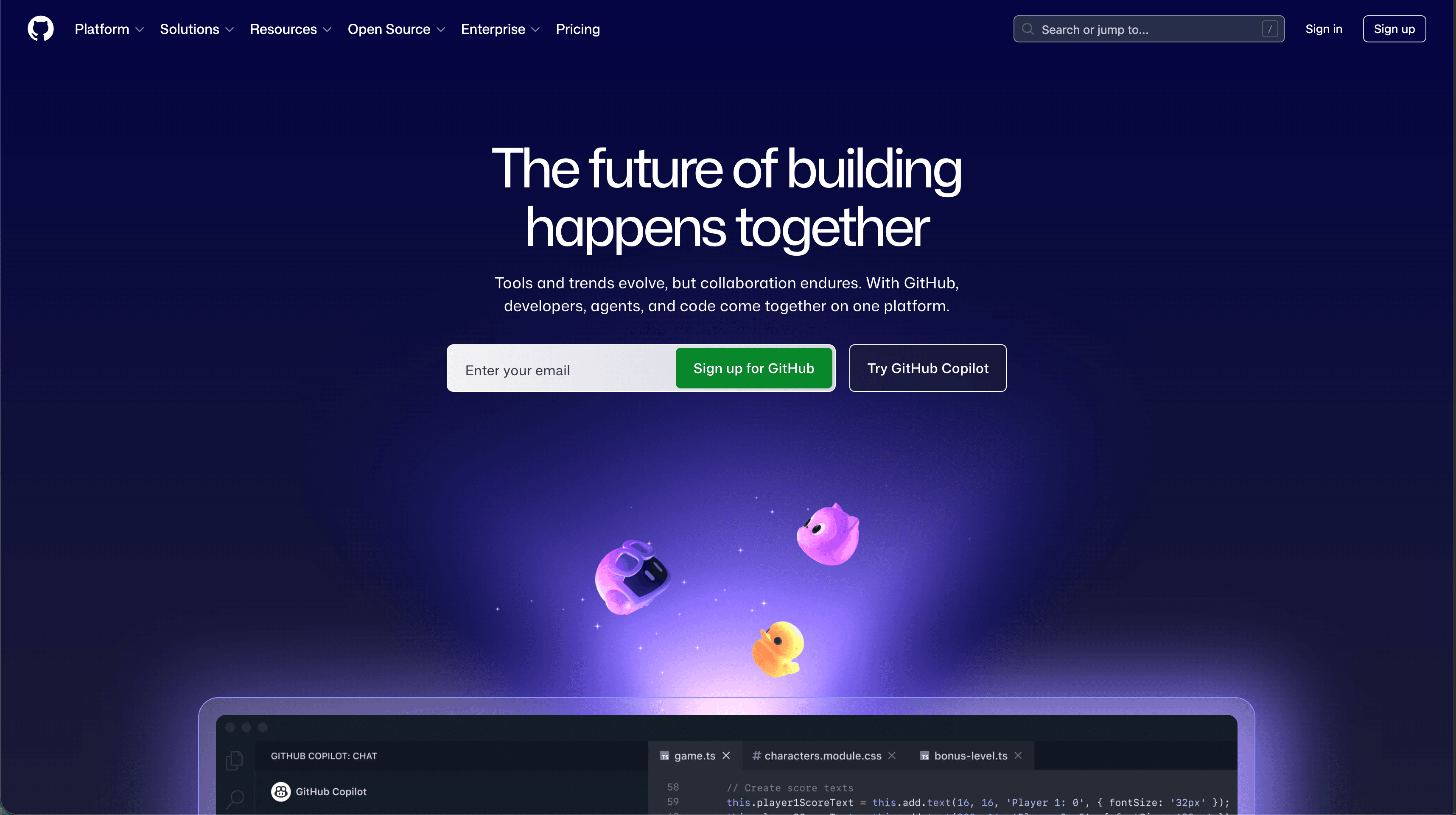 GitHub 첫 화면, Sign up for GitHub 버튼